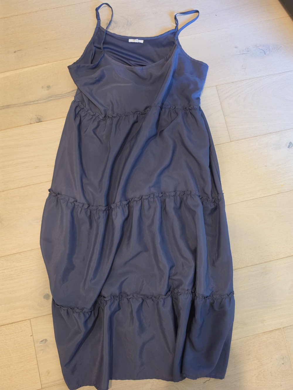 Maurices Navy Blue Tiered Maxi Slip Dress